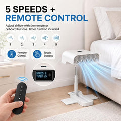 Under Blanket Air Circulation Fan With Remote Control 5 Adjustable Wind Speeds Quiet Bed Cooling Fan