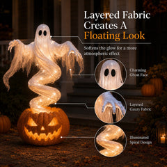 👻 Swirling Ghost Pumpkin Yard Lamp 🎃