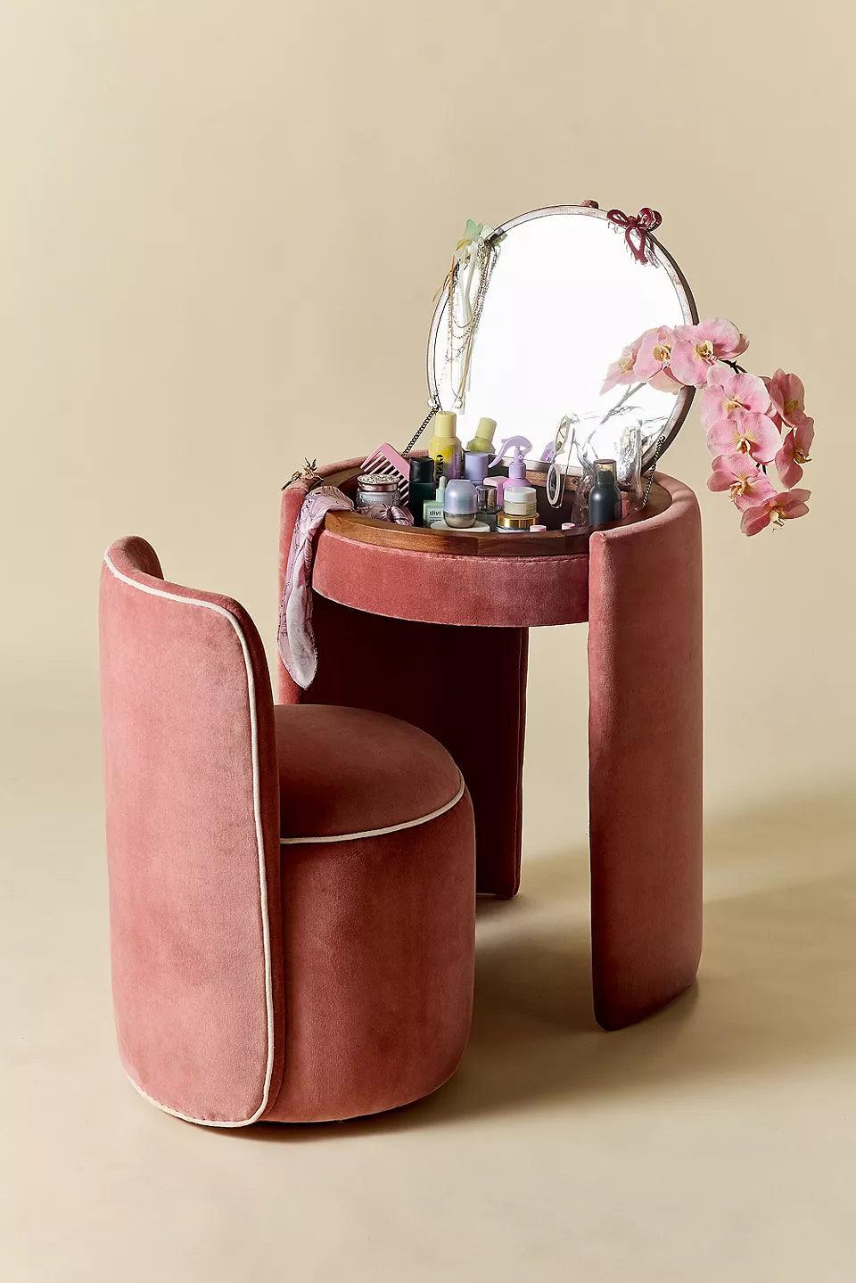 Jane Upholstered Vanity & Stool Set