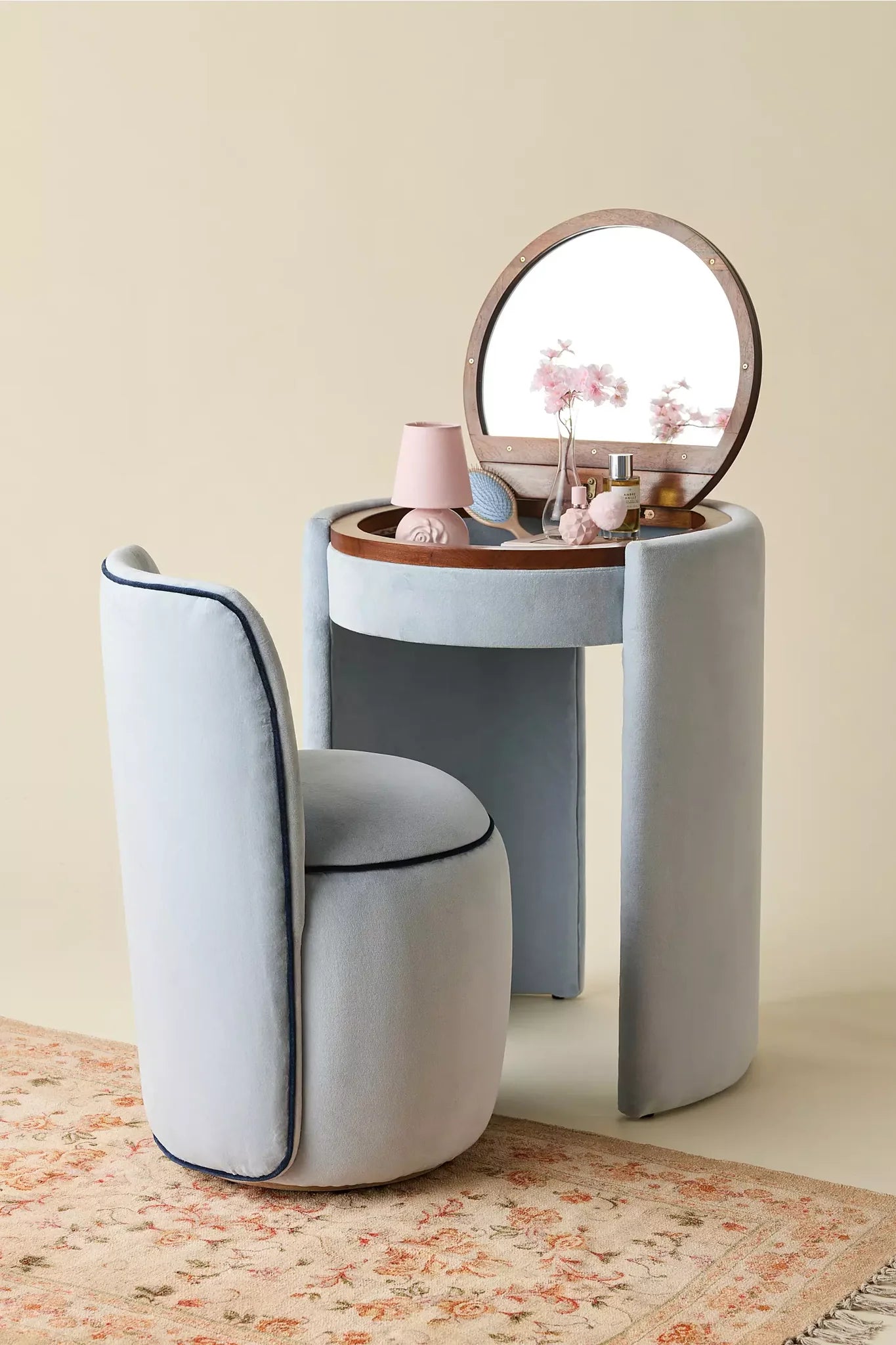 Jane Upholstered Vanity & Stool Set