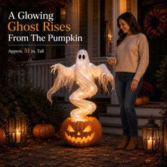 👻 Swirling Ghost Pumpkin Yard Lamp 🎃