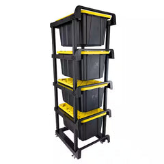 4 Tier Plastic Shelving Tote Stacker with Casters