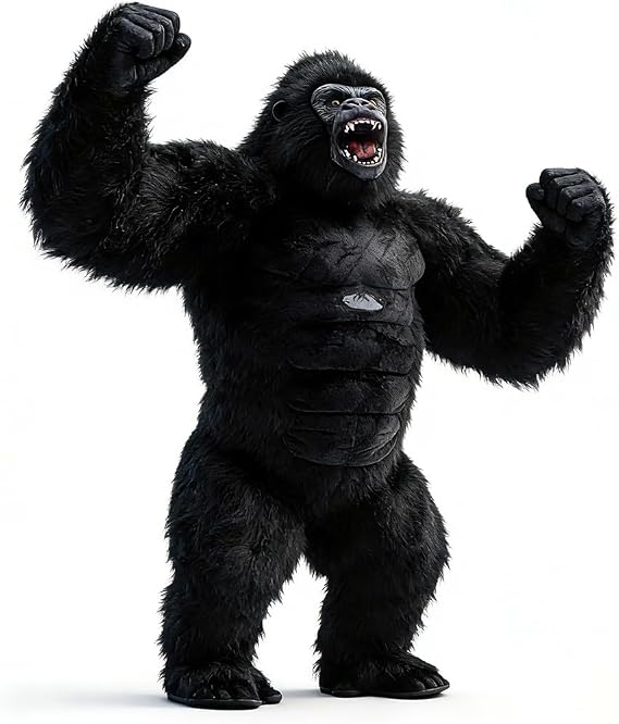 Inflatable Gorilla Costume Adult Size - Funny Blow Up King Kong Suit, Giant Ape Halloween Costumes Mascot