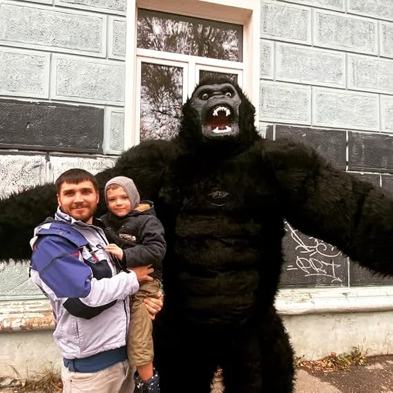 Inflatable Gorilla Costume Adult Size - Funny Blow Up King Kong Suit, Giant Ape Halloween Costumes Mascot