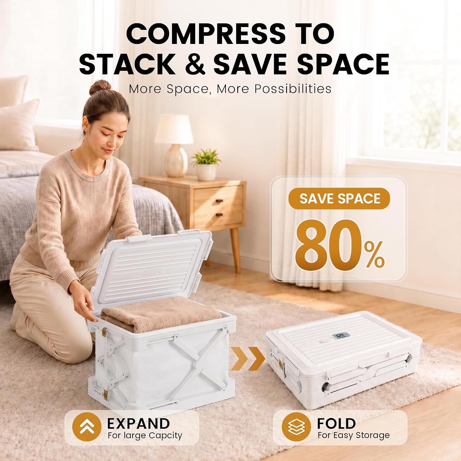 Foldable Vacuum Compression Storage Box, 2Pack
