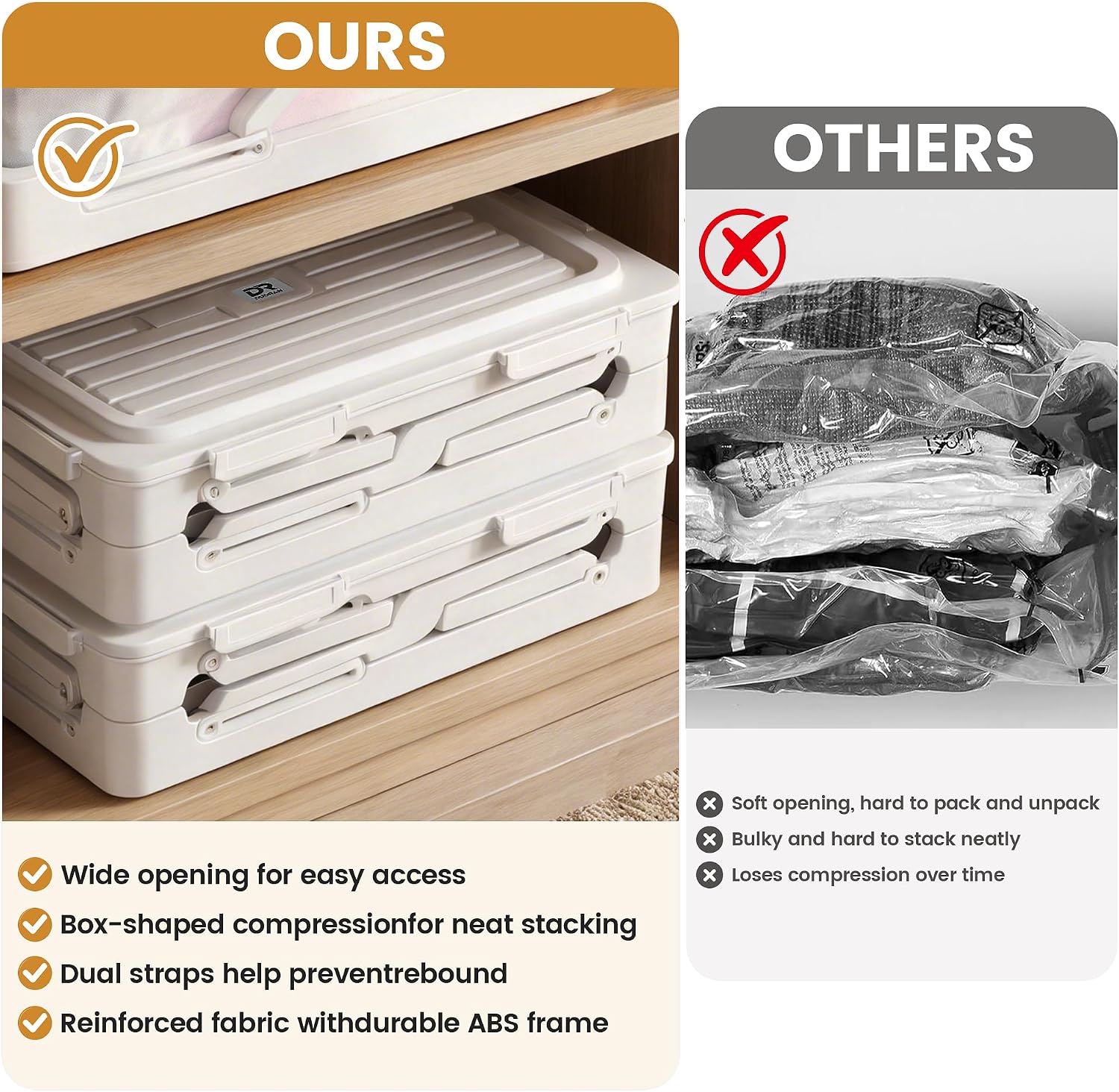 Foldable Vacuum Compression Storage Box, 2Pack