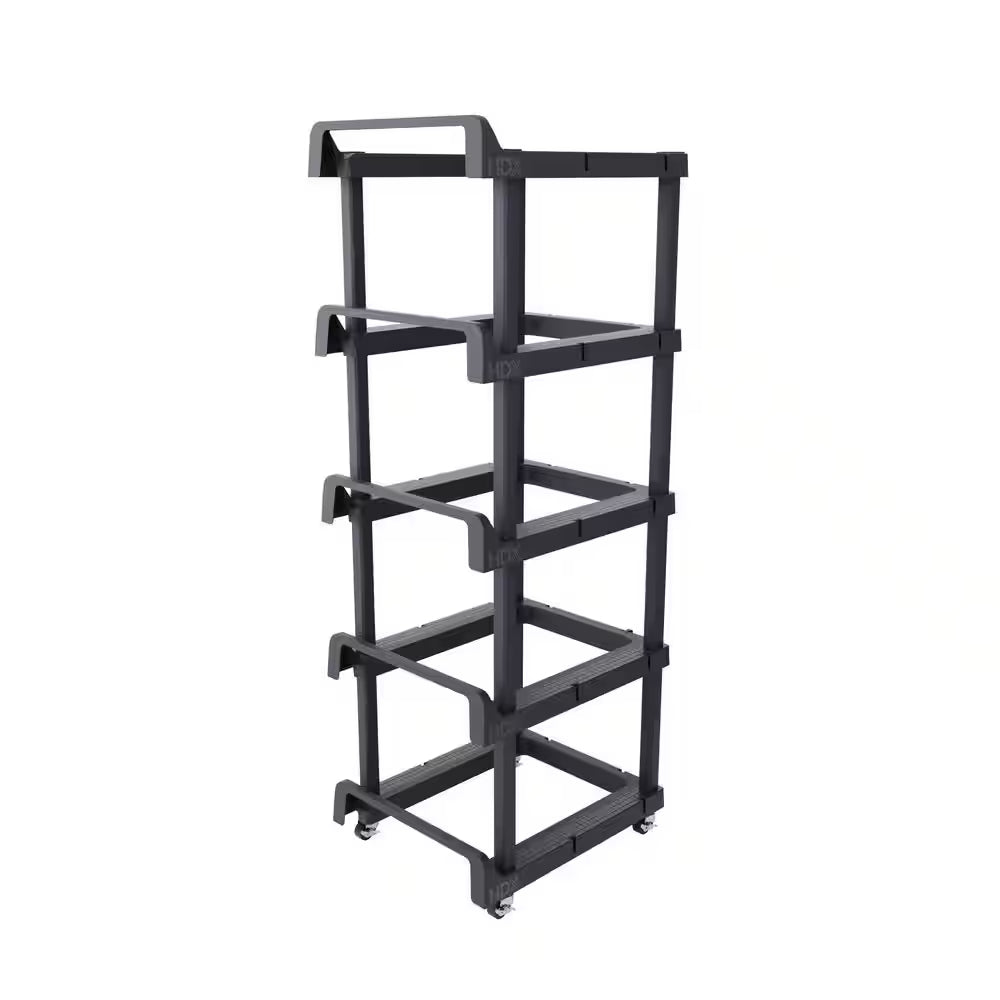 4 Tier Plastic Shelving Tote Stacker with Casters