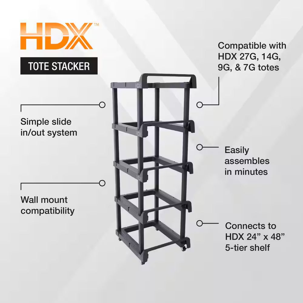 4 Tier Plastic Shelving Tote Stacker with Casters