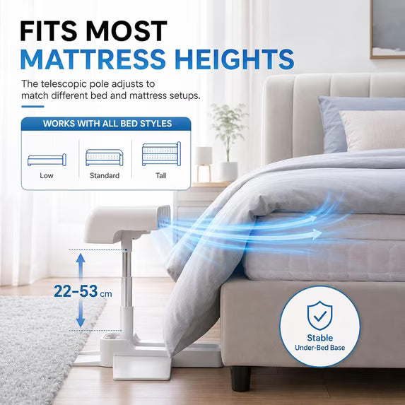 Under Blanket Air Circulation Fan With Remote Control 5 Adjustable Wind Speeds Quiet Bed Cooling Fan