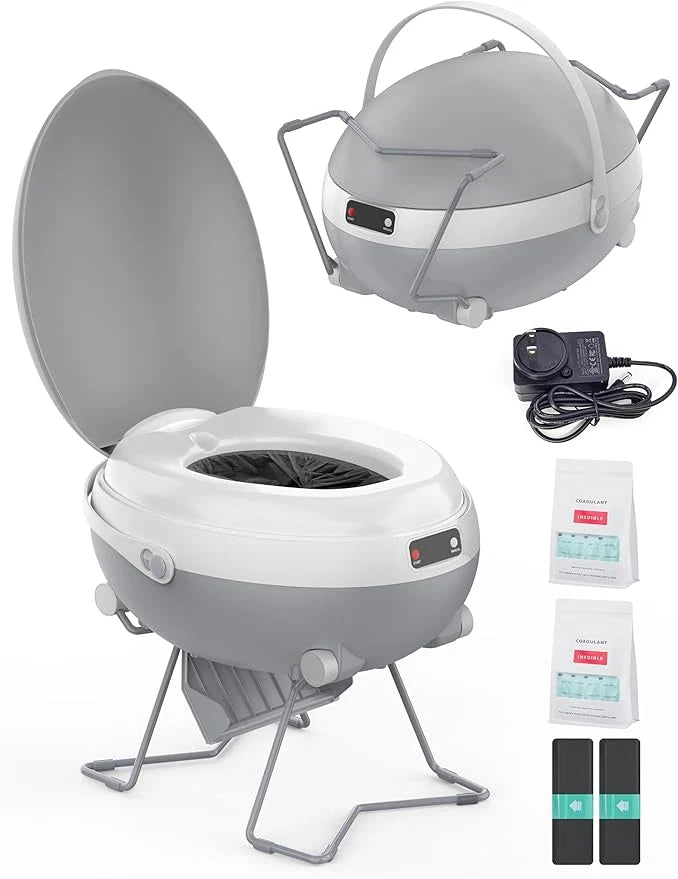 Portable Electric Dry Flush Toilet | Waterless & Rechargeable for Camping, RV & Road Trips