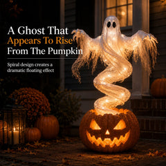 👻 Swirling Ghost Pumpkin Yard Lamp 🎃
