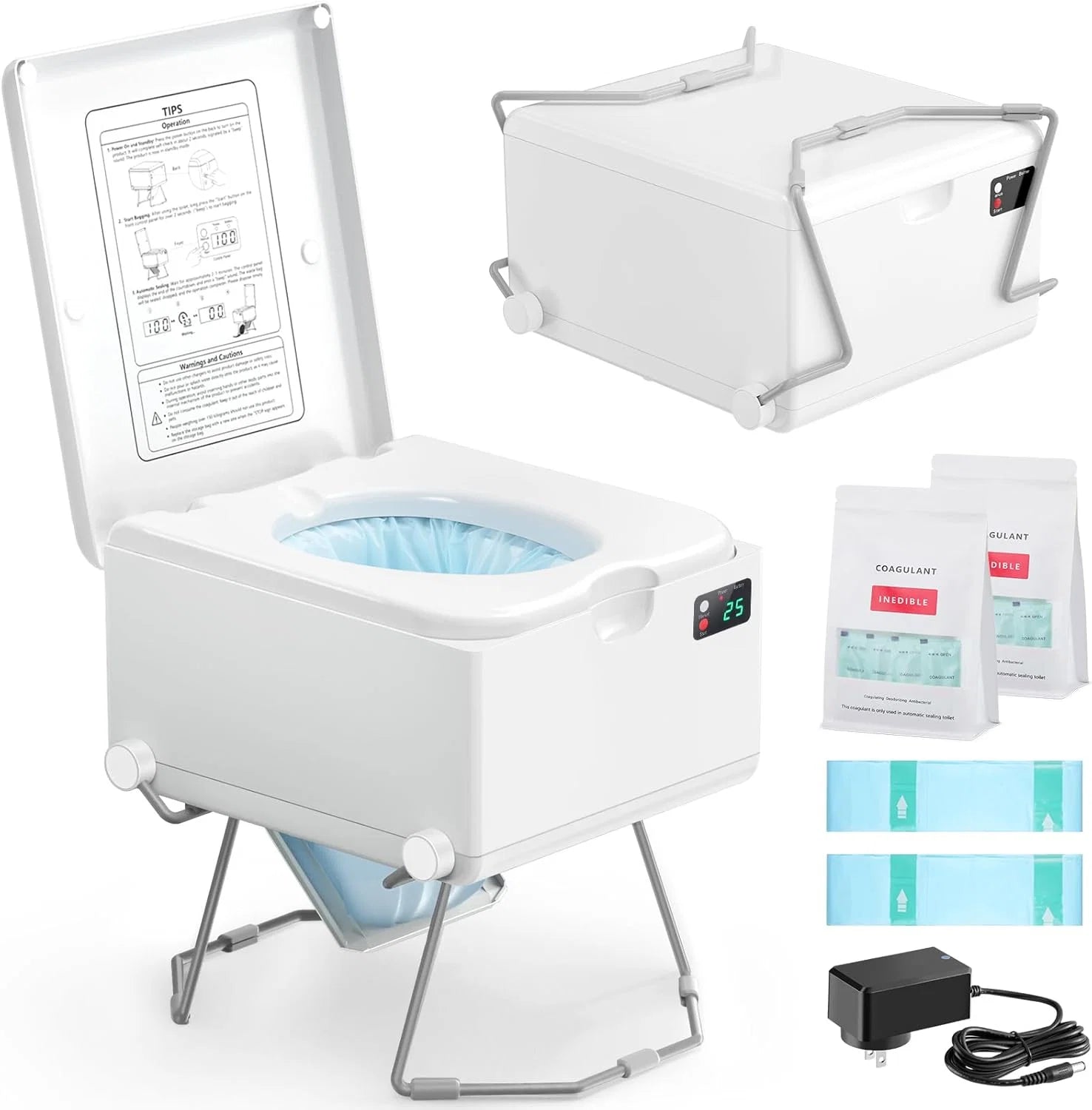 Portable Electric Dry Flush Toilet | Waterless & Rechargeable for Camping, RV & Road Trips