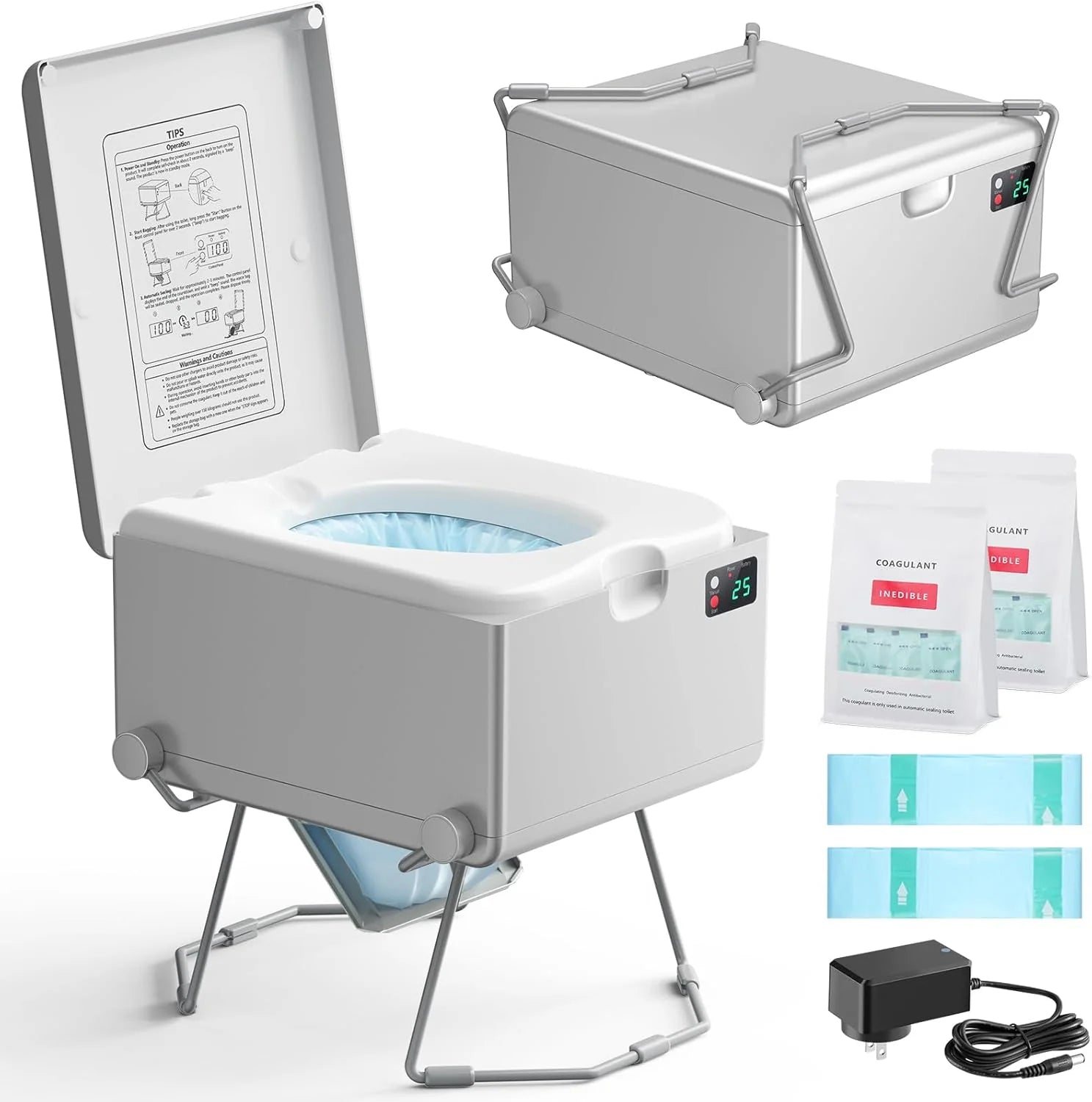 Portable Electric Dry Flush Toilet | Waterless & Rechargeable for Camping, RV & Road Trips